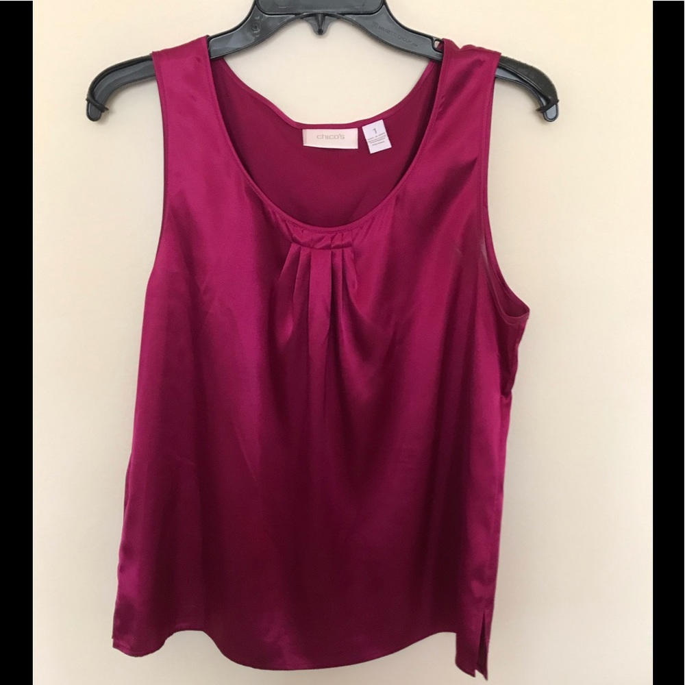 Sleeveless Raspberry-Color Shell Top - image 1
